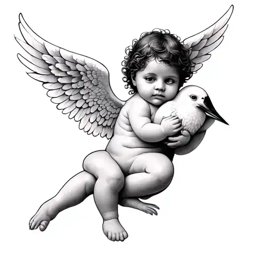 Baby Angel With White Bird