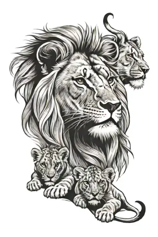 Lion With Lion Cubs