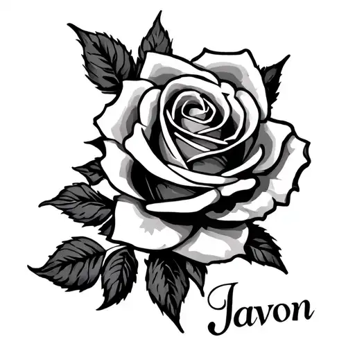 Rose Neck Tattoo With The Name Javon