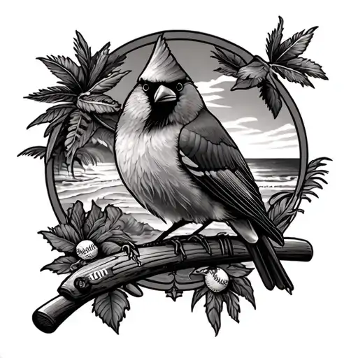 Memorial For Army Vet Grandfather With Beach Cardinals Baseball