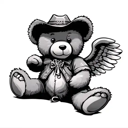 Cowboy Teddy Bear With Angle Wings