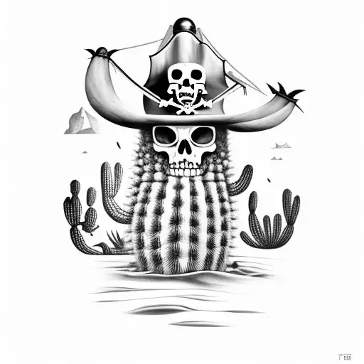 A Cactus Wearing A Pirate Hat On A Tropical Island