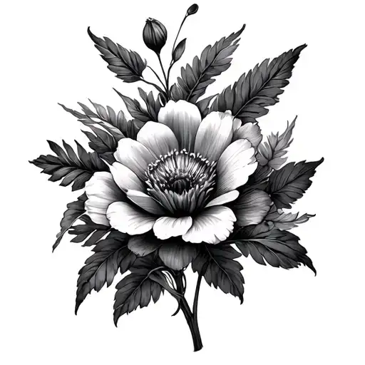 February And March Birth Flower With Names Incorporated