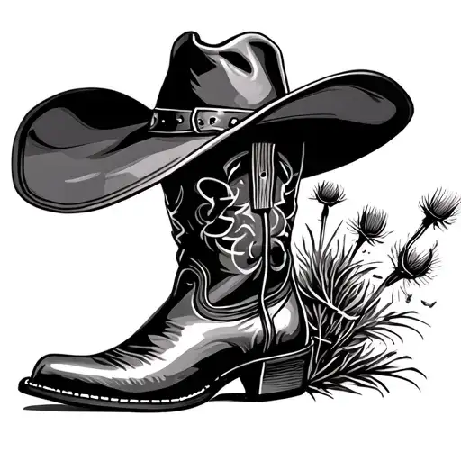 Cowboy Hat And Boot With Thistles Incorporated
