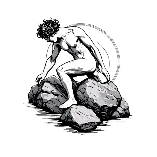 Libra Zodiac Sign Fine Line Sisyphus Pushing A Rock