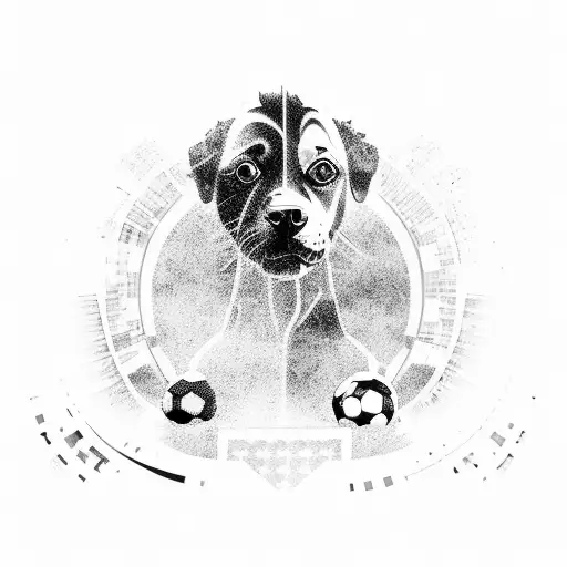 An Artistic Representation Of A Soccer Stadium With A Silhouette Of A Dog In The Stands