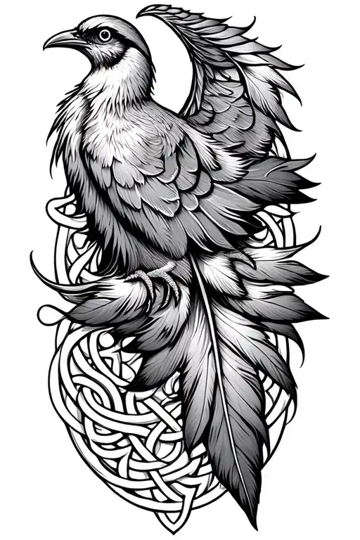 Feather Bird Celtic Knotwork Intertwined