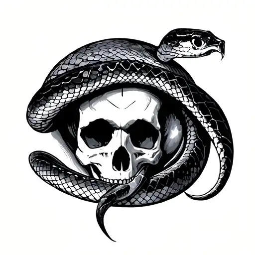 Snake Passing From The Eye Of A Skull