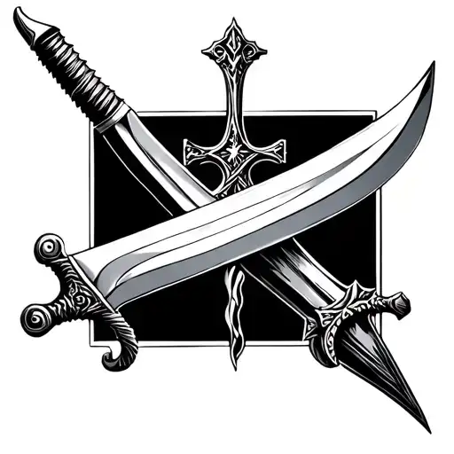 Sword And Cross Down Spine