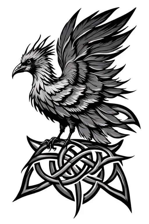 Feather Bird Phoenix Celtic Knotwork Intertwined