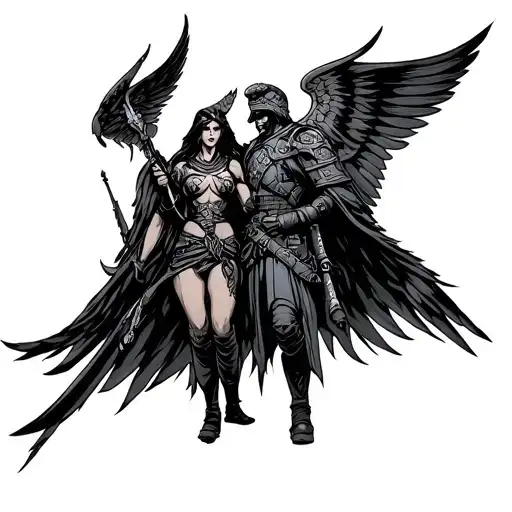 Valkyrie And Black Soldier Holding
