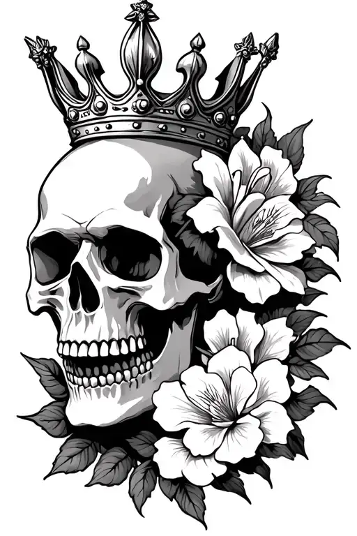 Flor De Maga And Skull Wearing A Crown