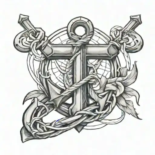 Cross Tied Into An Anchor On Forearm
