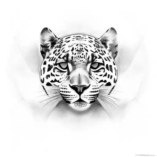 A Tattoo Design Featuring A Jaguar In A Black And Grey Style