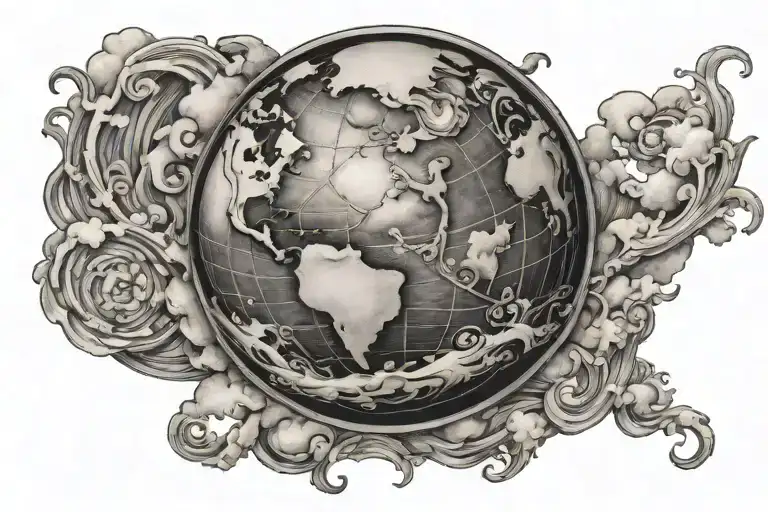 Globe With Clouds Surrounding