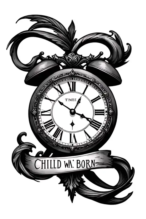 Roman Numeral Clock With Time Child Was Born And Their Name Incorporated