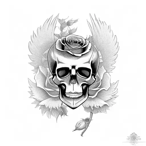 Roses Death Skull Justitia Wings