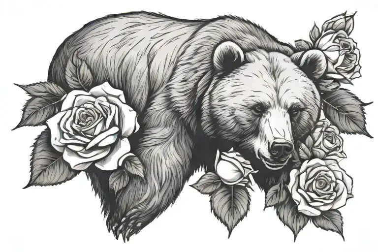 Bear And White Rose Of Yorkshire Roses Growing