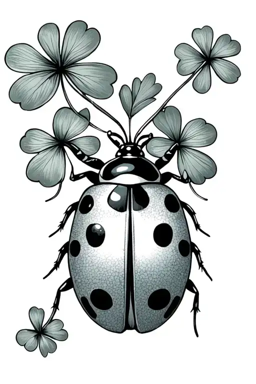 Lady Bug With Leaf Clover