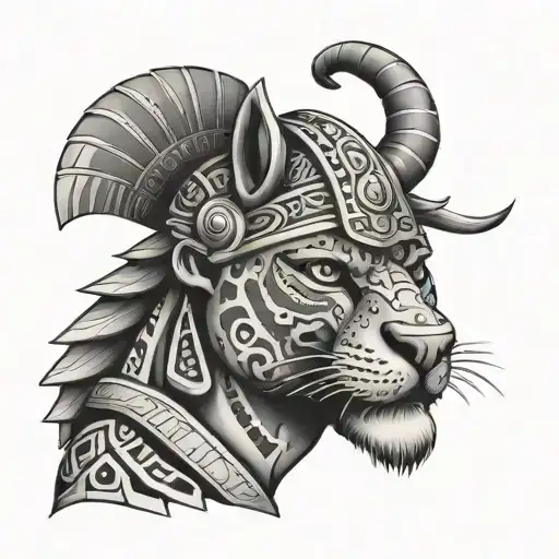 Aztec Jaguar Warrior Holding Heart