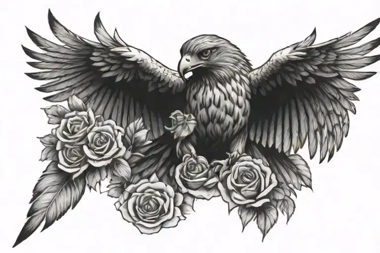 Hawk With Rose And Honeysuckle