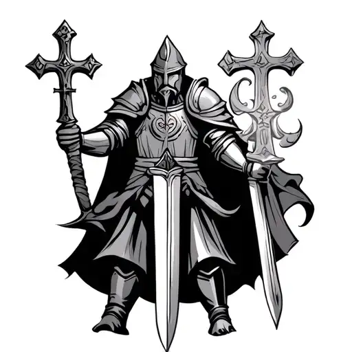 Knight With A Cross And Sword