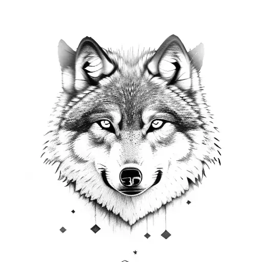 Running Wolf Wolf With Scrollwork Background