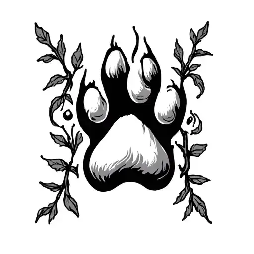 Paw Print Vine Wrapping Around The Arm