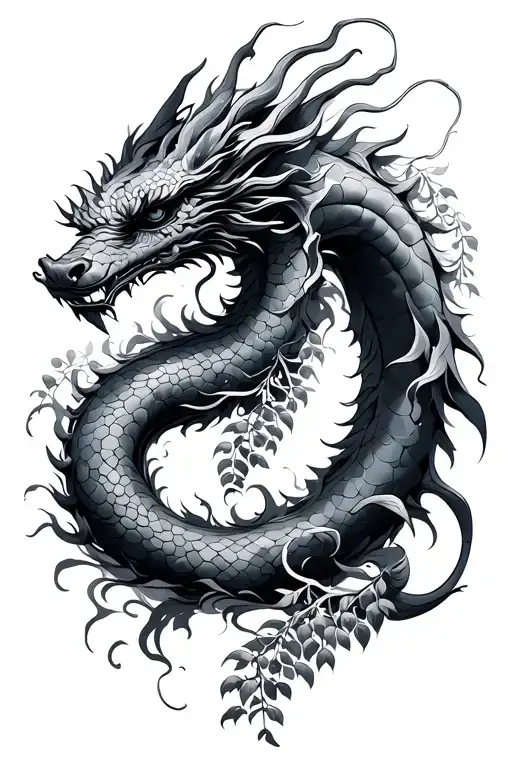 Stoicism And Kintsugi Dragon With Wisteria