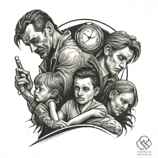 Family Father And Clock