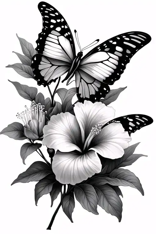 Butterflies Hibiscus Lily Flowers