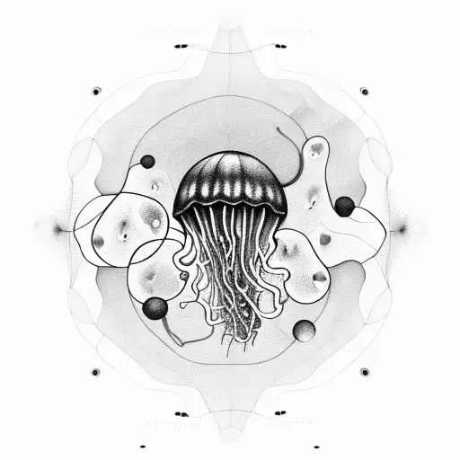 Jellyfish With Geometric Background