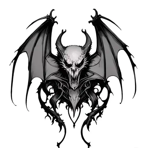 Gothic Bat Sternum Tattoo Design