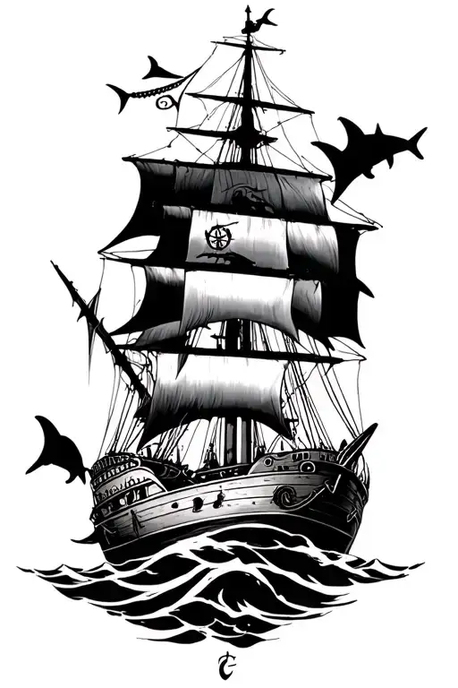 Ship With Sharks Compass