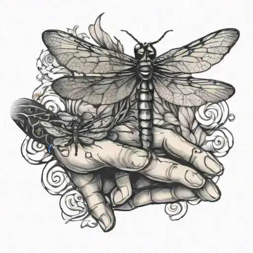 Dragonfly Adult Hand With Child Hand Holding