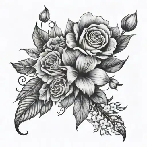 Flowers And Word Sleeve