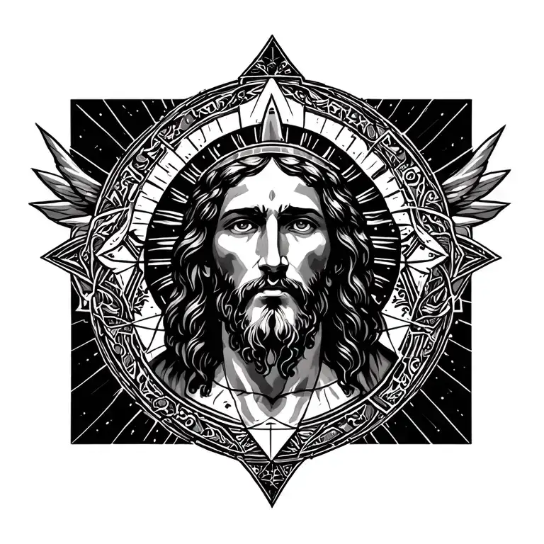 Jesus Christ With Sacred Geometry Patterns