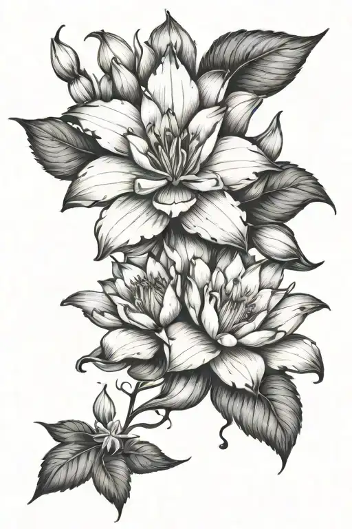 Larkspur Flower With Water Lily