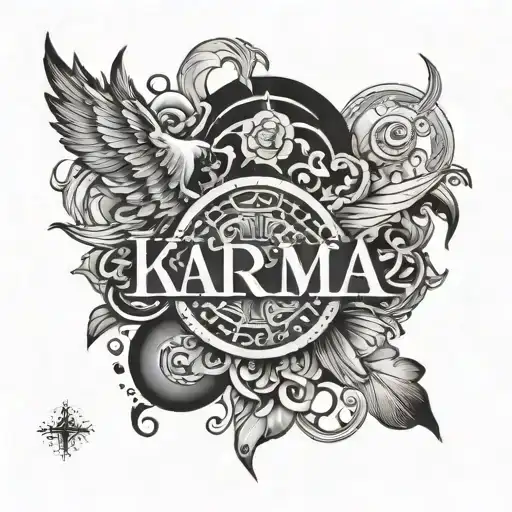 The Word Karma In The Middle With Something Fallowing Around