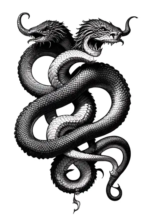 Gargona With Transition Into A Two-headed Snake
