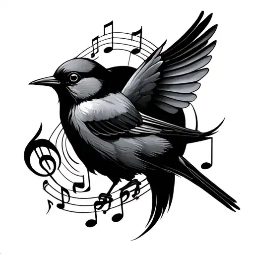 Birds And Music Notes Intertwined