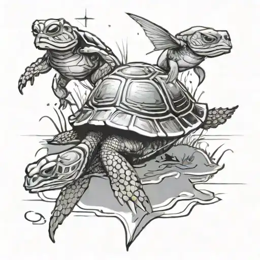 A Futuristic Star Wars-inspired Scene Of A Turtle And Catfish Battling In A Florida Swamp