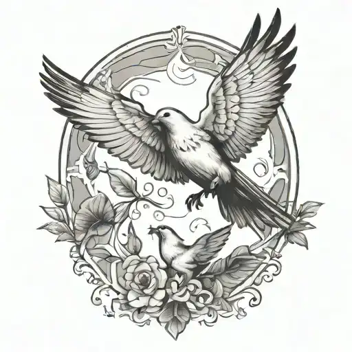 A Dove And A Raven Flying