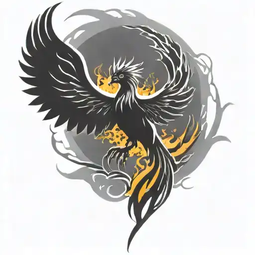 Phoenix Silhouette And Flames