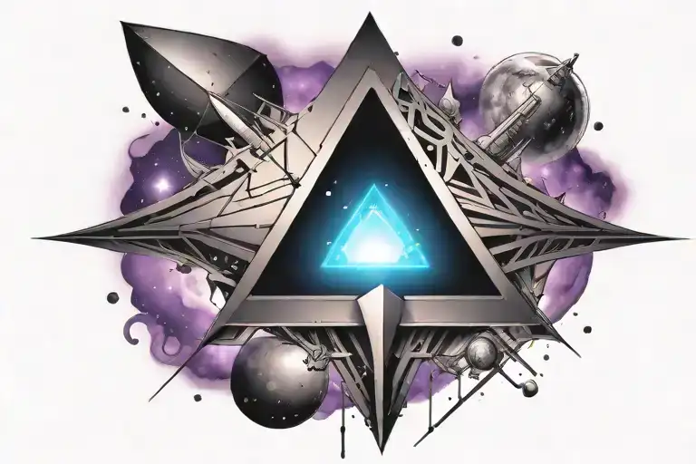 Upside Down Black Triangle Spacecraft With Blueish Purple Glow