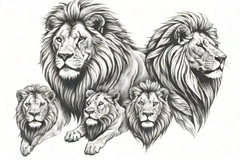 King Lion With Family