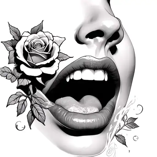 Face And Mouth Eating Rose And Dreams Unwind Loves A State Of Mind
