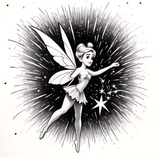 Disney Tinkerbell Shooting Small Stars That Go Into Fireworks