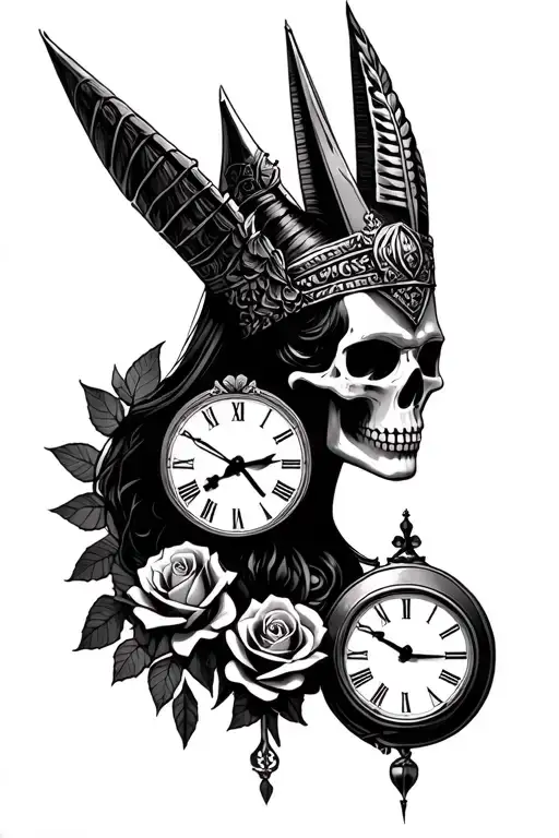 Skull Clock Rose Anubis And Medussa Woman King
