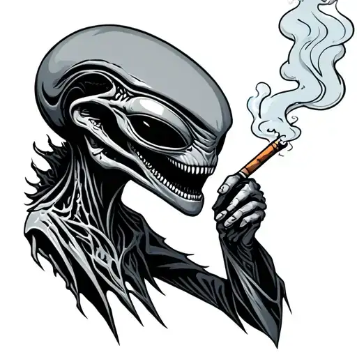 Alien Smoking A Blunt